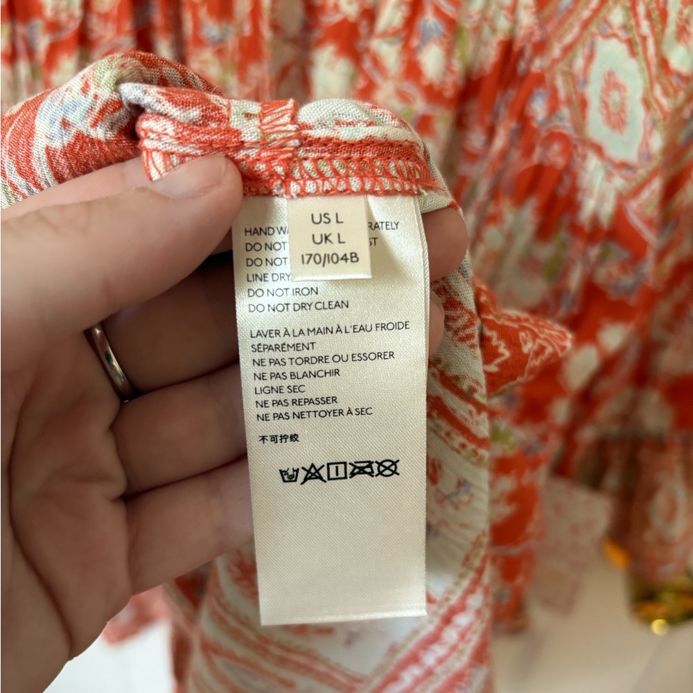 NWT Free People FP Moonlight Dance Tunic Top in Red Coral Combo, Size Large (L) - Picture 7 of 11